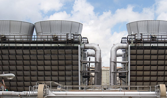 Two Cooling Towers in an Industrial Facility